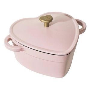 👩‍🍳 New Beautiful 2QT Cast Iron Heart Dutch Oven, Pink Champagne